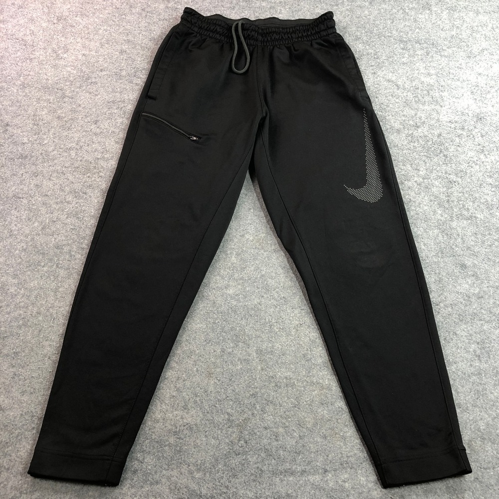 Nike Dri-Fit Mens Training Pants M Black Zip Pocket Tapered Athletic Drawstring